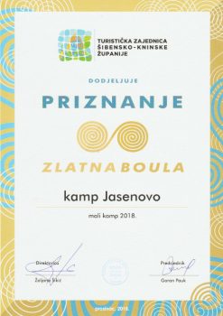 Oasis Camping Kamp Jasenovo - Priznanje